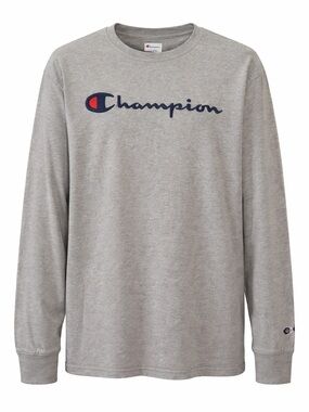 Champion Script Logo Grey Long Sleeve Tee XXL